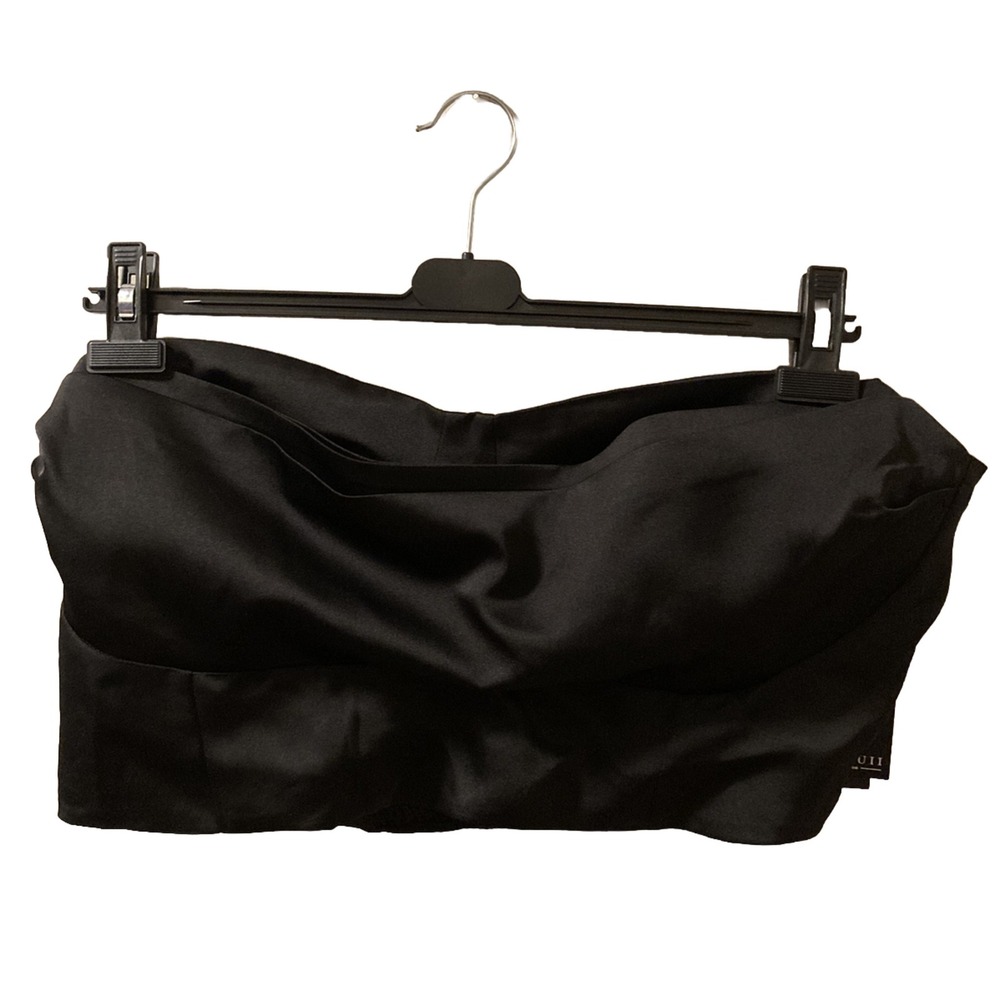 Eloquii Strapless Peplum Top‎ NWT Size 20 Black Satin Dressy Cropped Goth